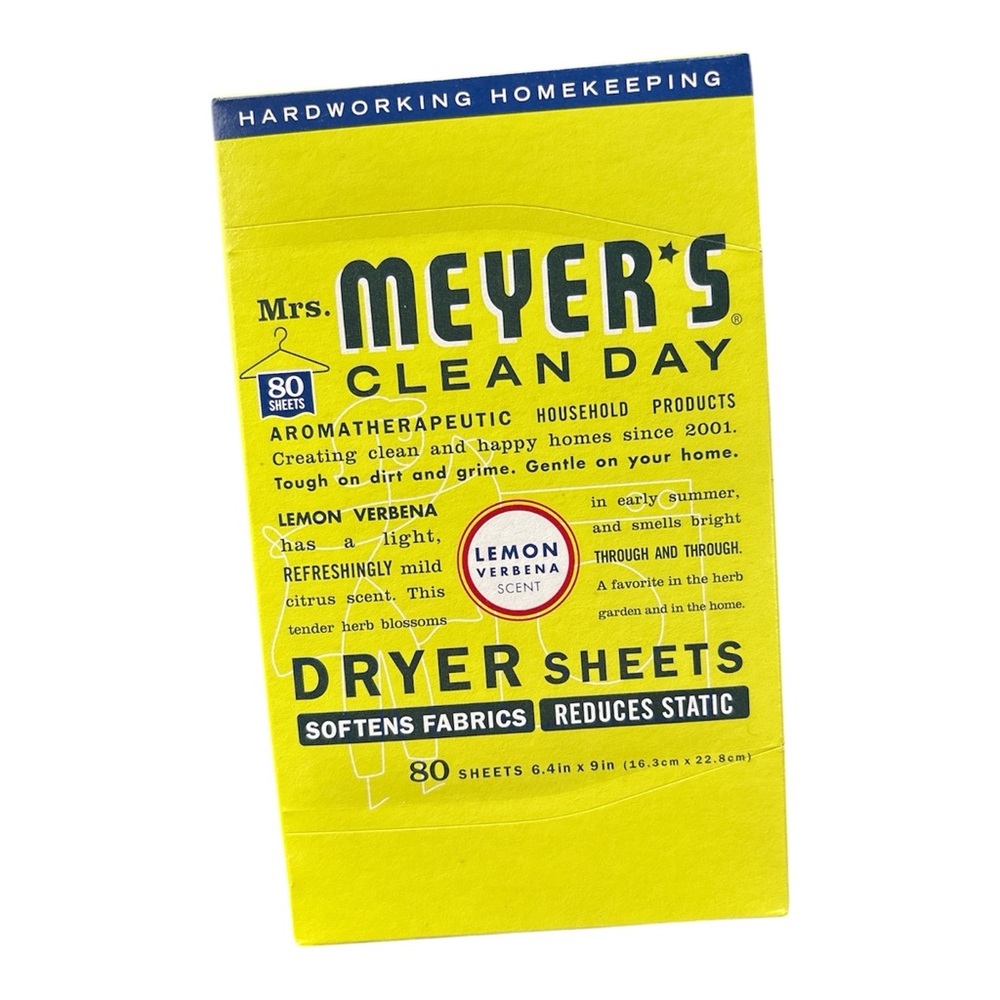 Mrs. Meyers Dryer Sheets Lemon Verbena Scent 80 Paper Sheets New